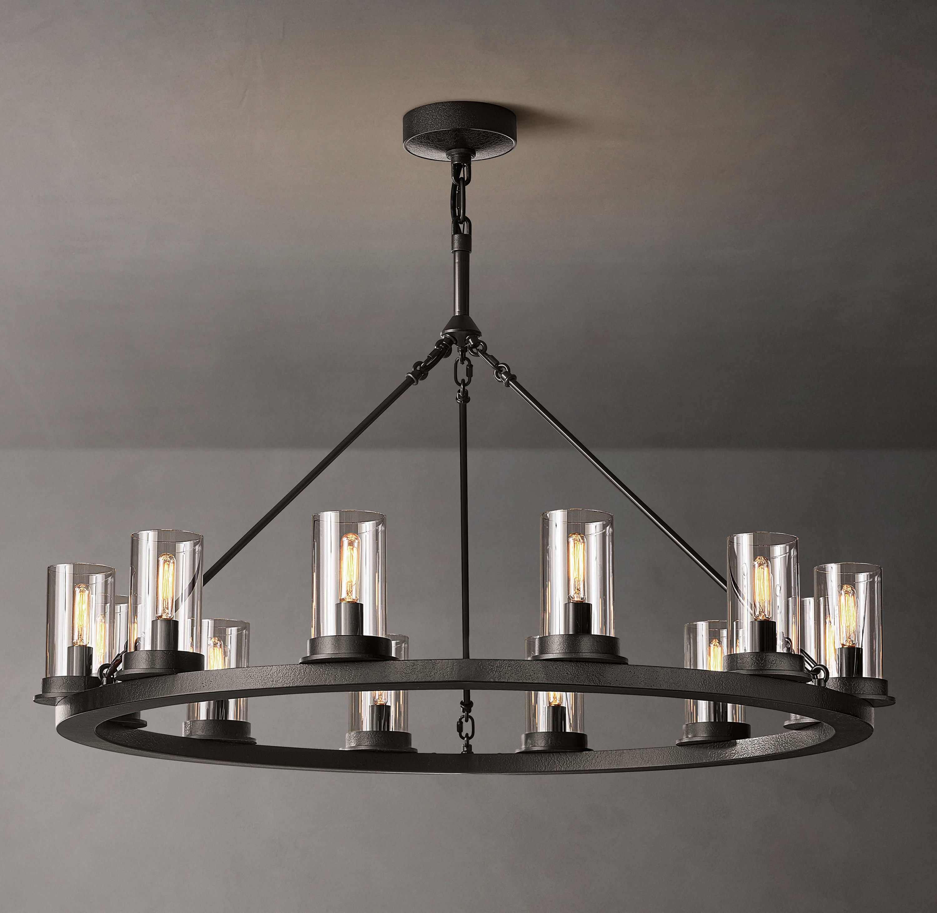 Ondra Round Clear Glass Chandelier 36" - Zonesus