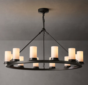 Ondra Round Milk Glass Chandelier 36" - Zonesus