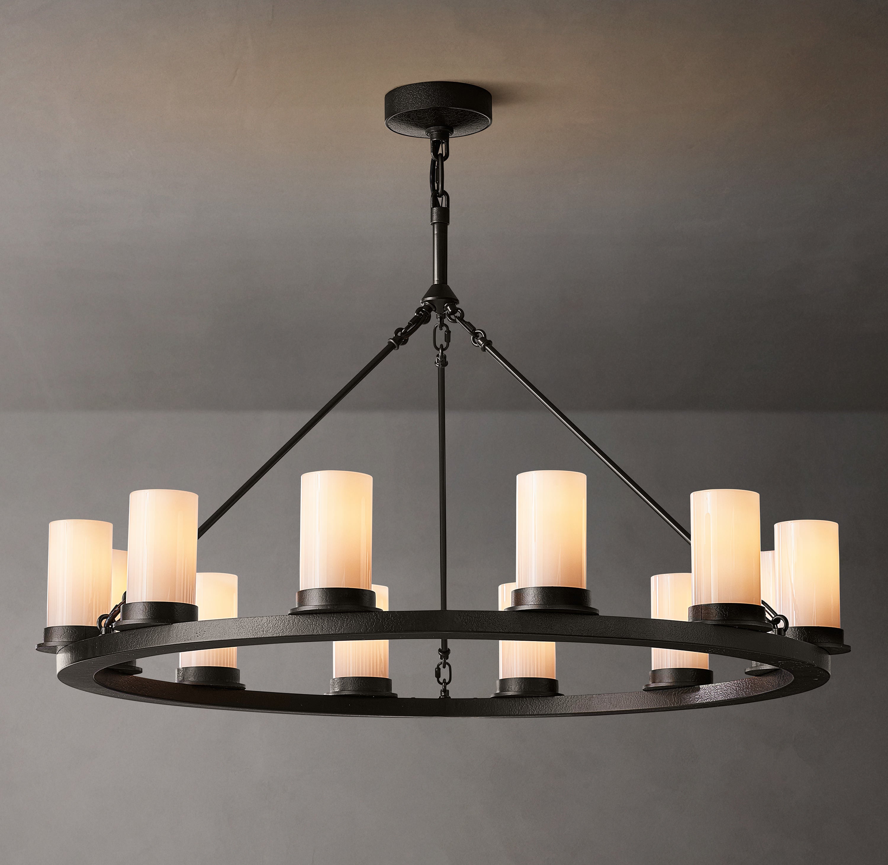 Ondra Round Milk Glass Chandelier 36" - Zonesus