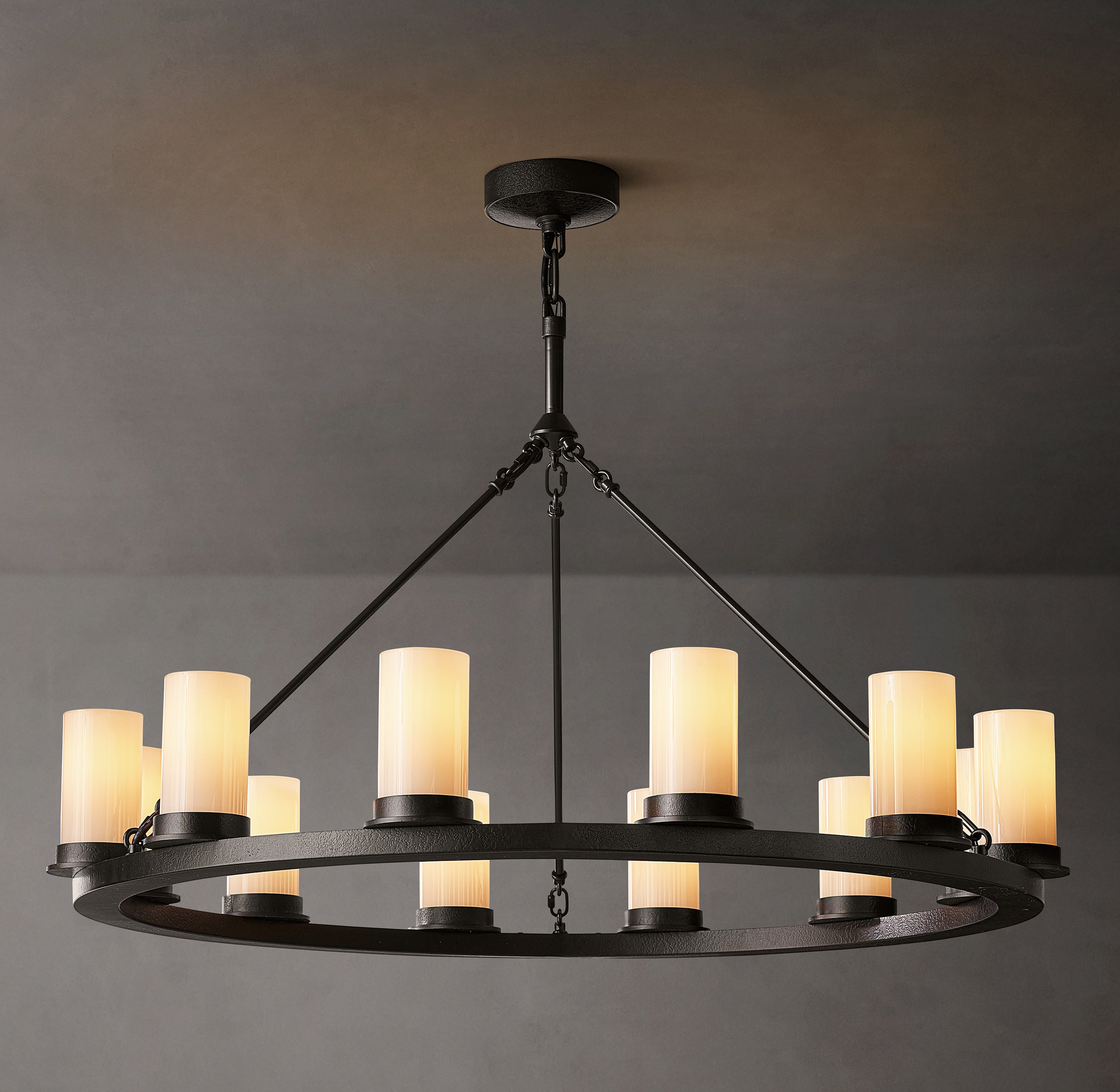 Ondra Round Milk Glass Chandelier 36" - Zonesus