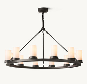 Ondra Round Milk Glass Chandelier 36" - Zonesus