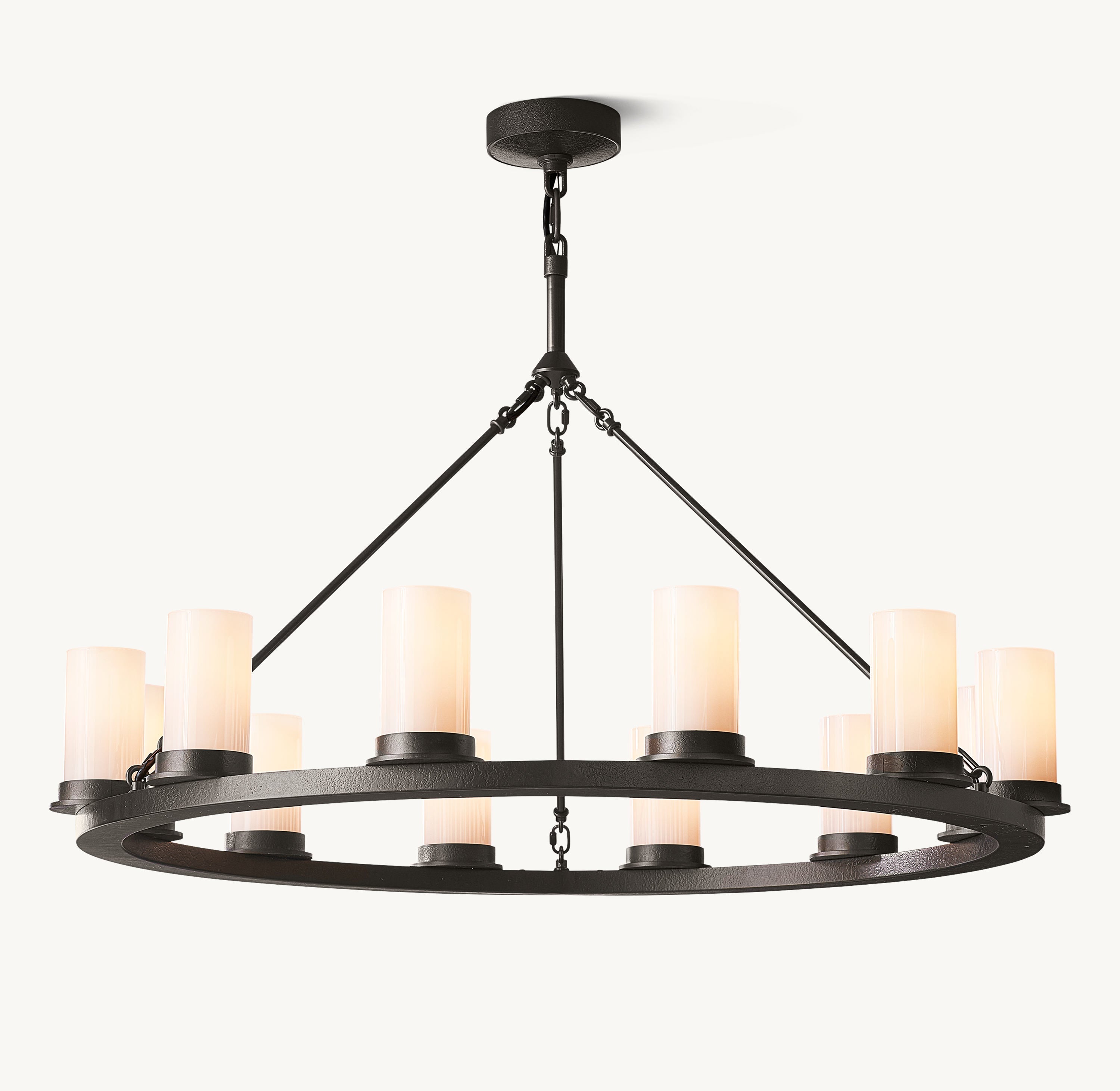 Ondra Round Milk Glass Chandelier 36" - Zonesus