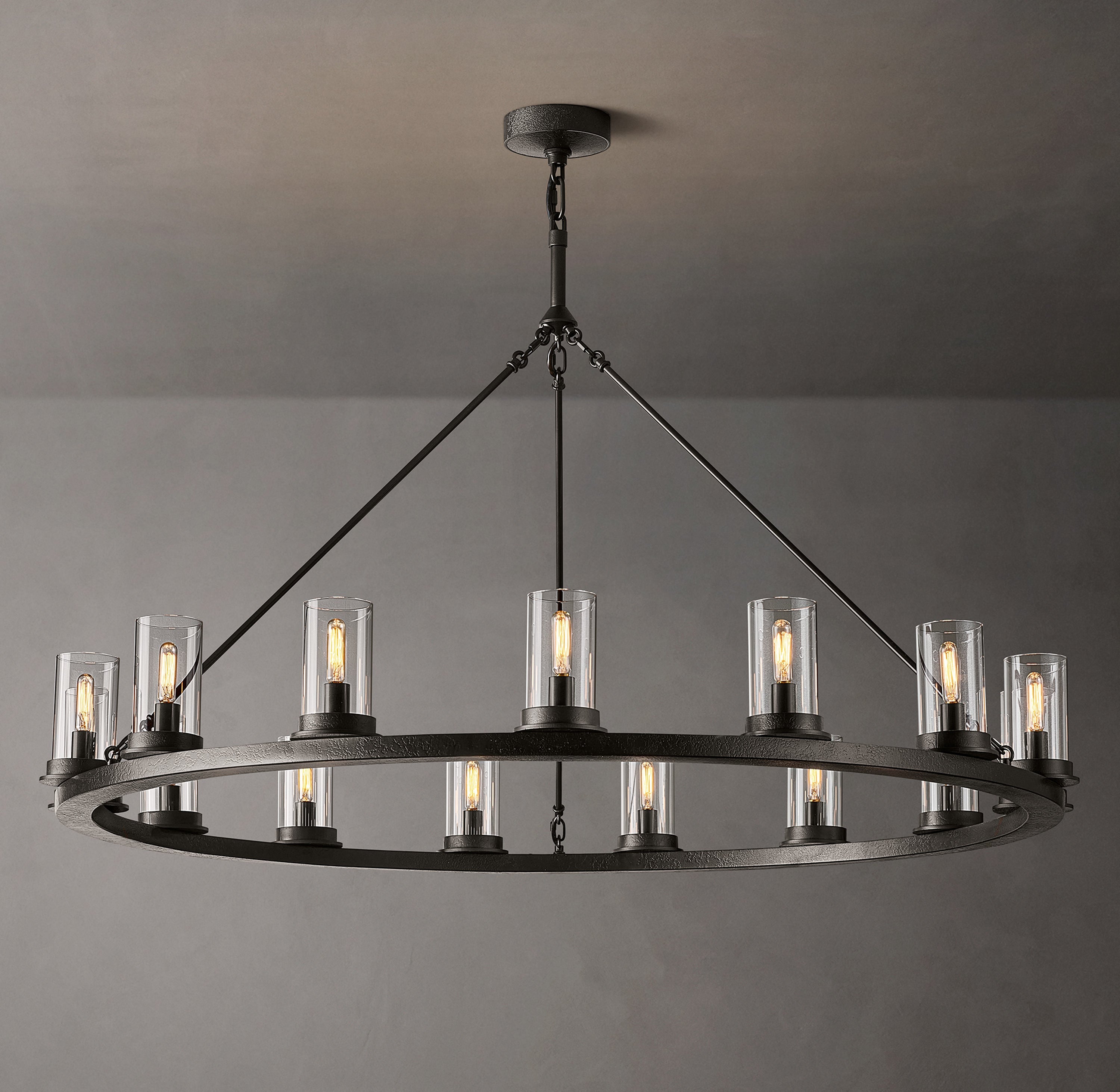 Ondra Round Clear Glass Chandelier 48" - Zonesus