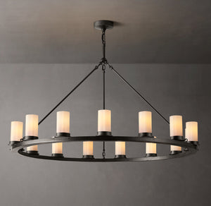 Ondra Round Milk Glass Chandelier 48" - Zonesus