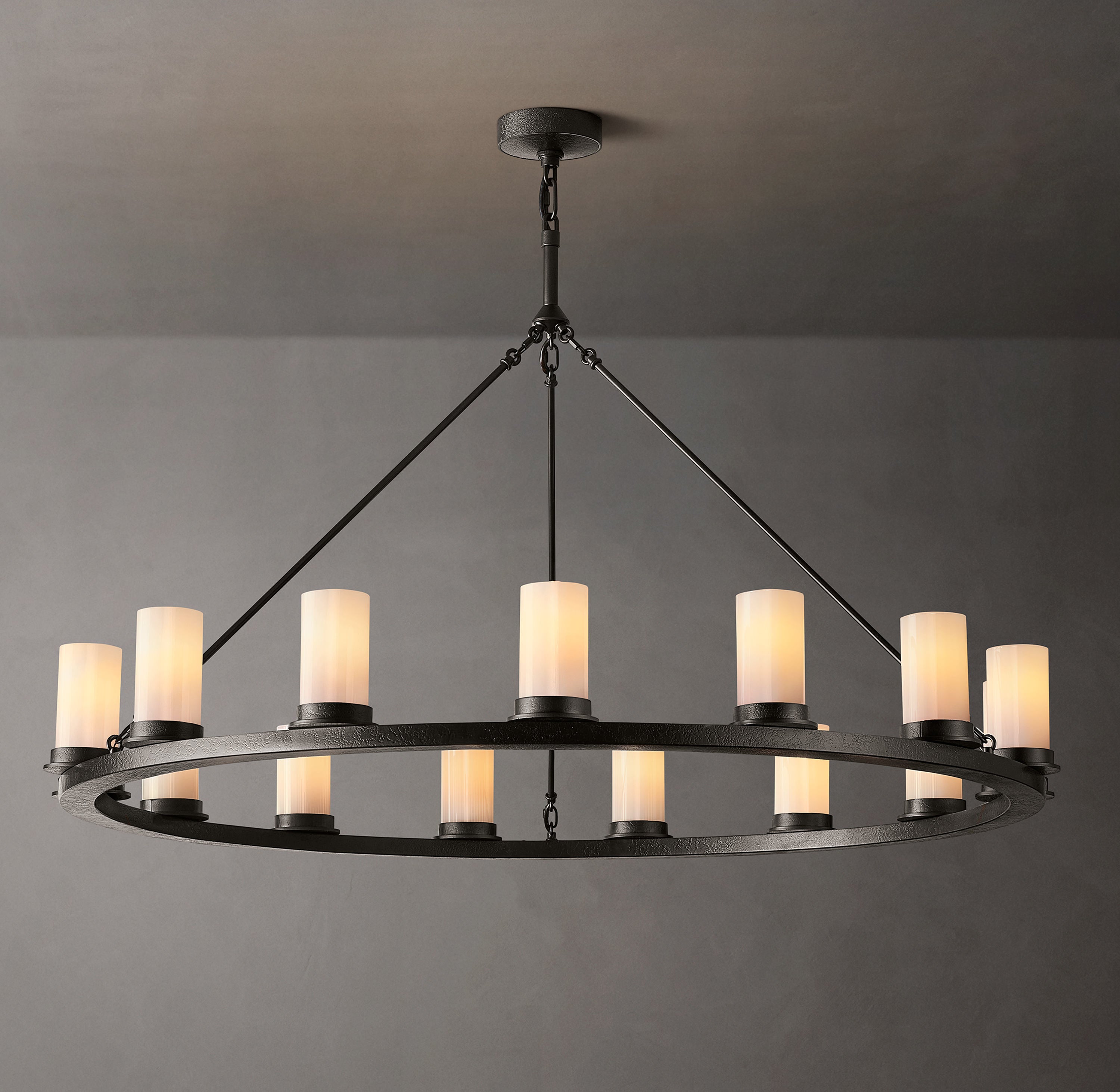 Ondra Round Milk Glass Chandelier 48" - Zonesus