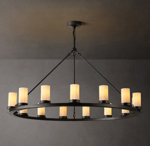Ondra Round Milk Glass Chandelier 48" - Zonesus