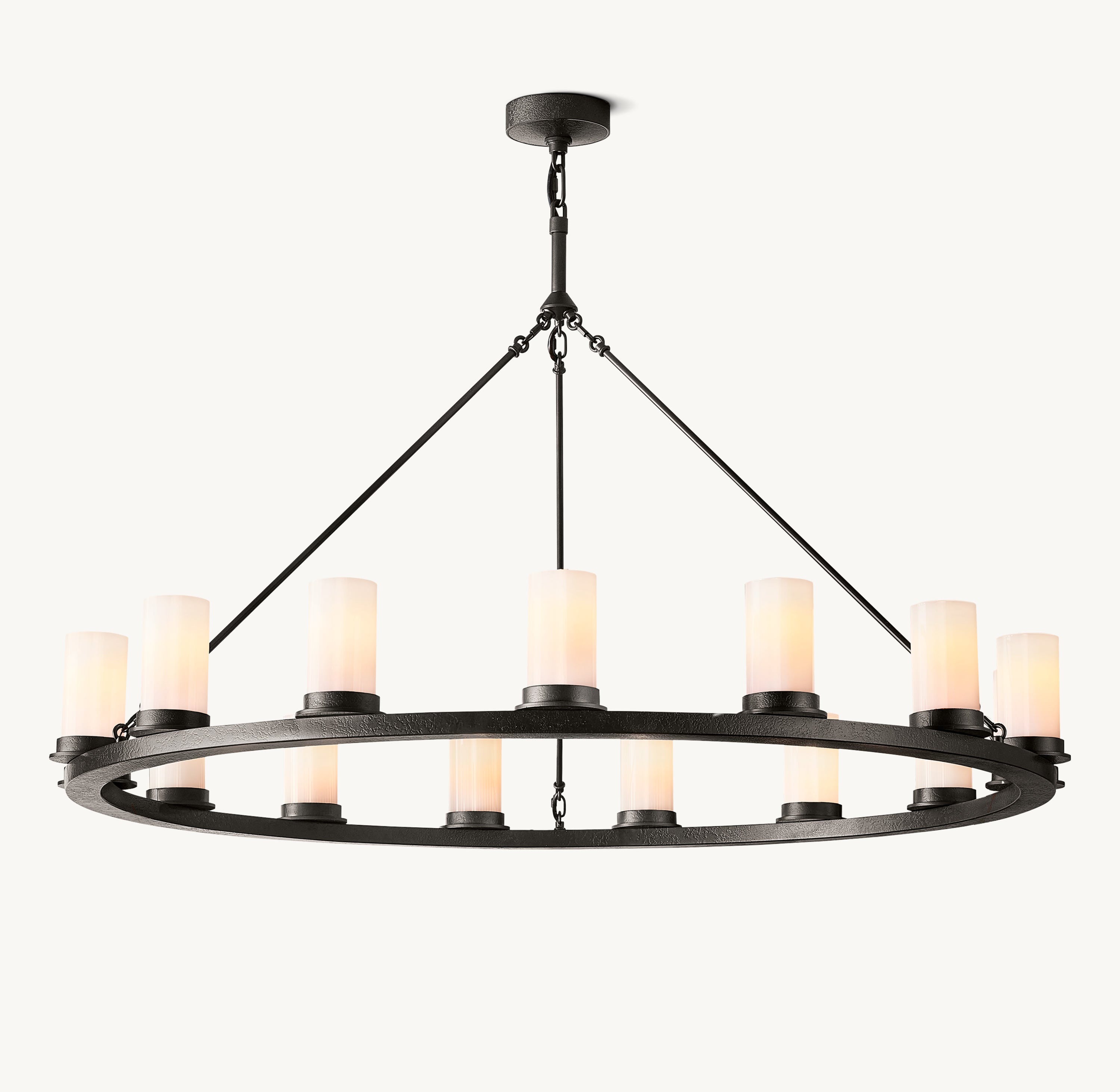 Ondra Round Milk Glass Chandelier 48" - Zonesus