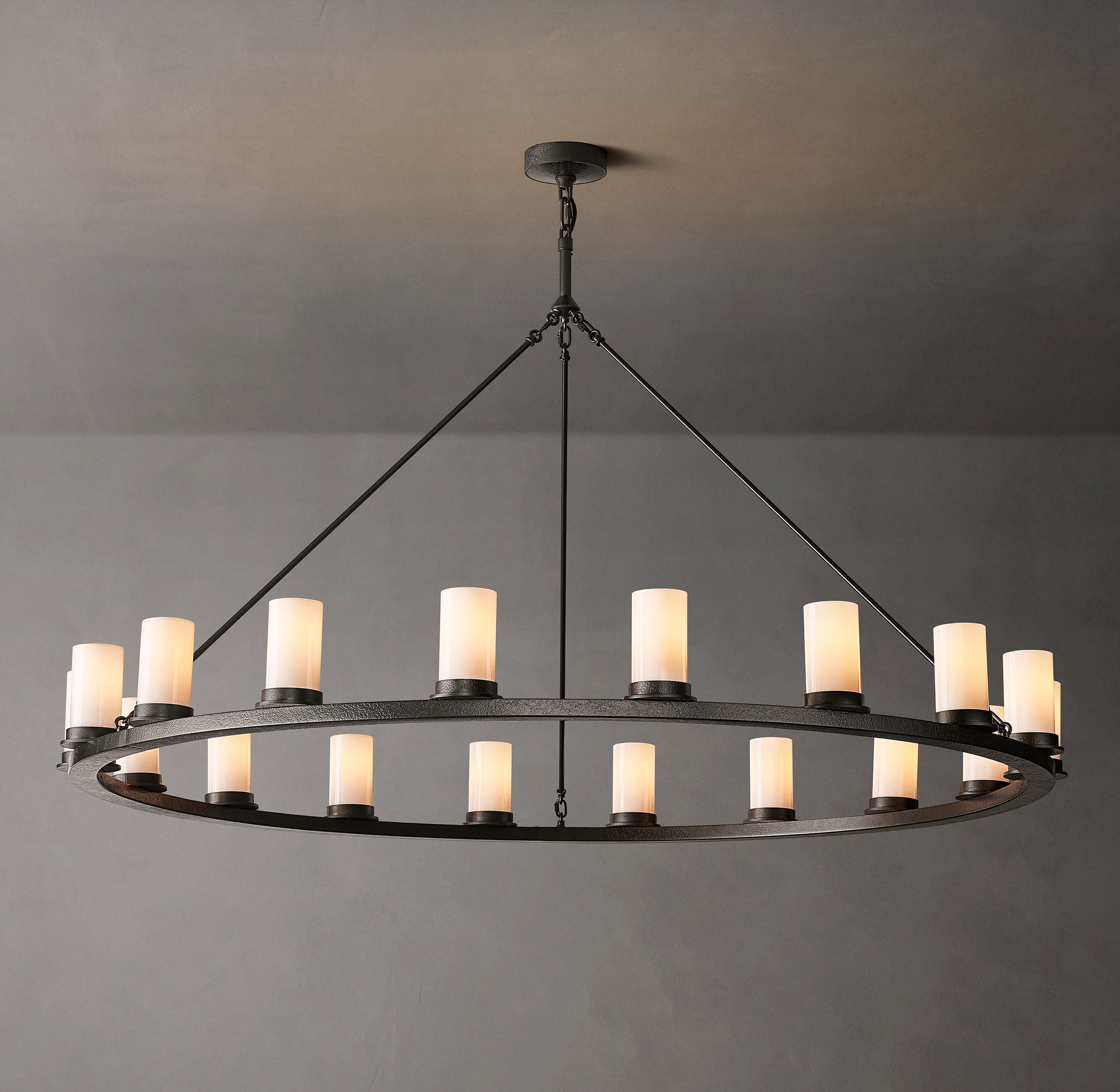 Ondra Round Milk Glass Chandelier 60" - Zonesus