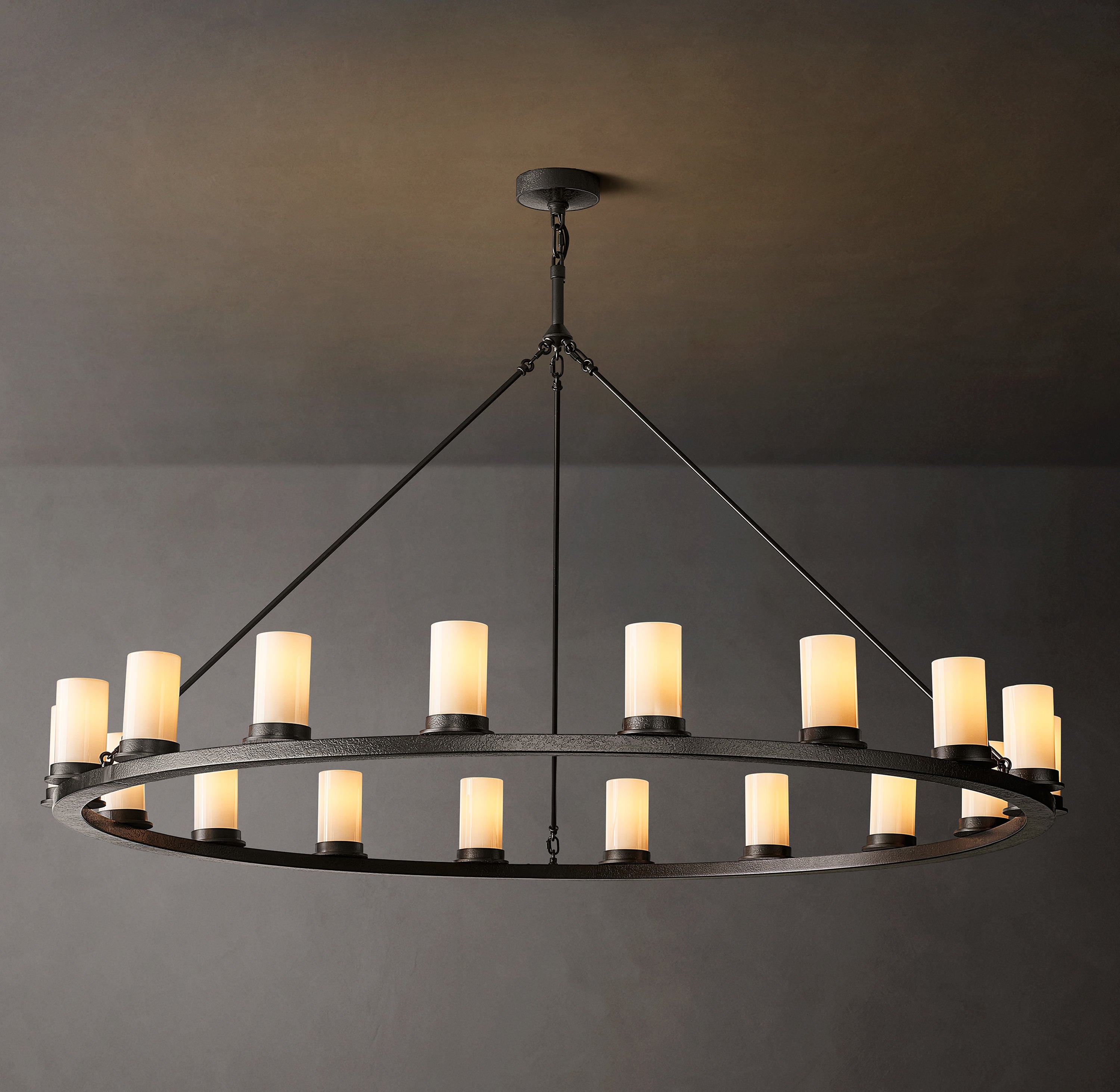 Ondra Round Milk Glass Chandelier 60" - Zonesus