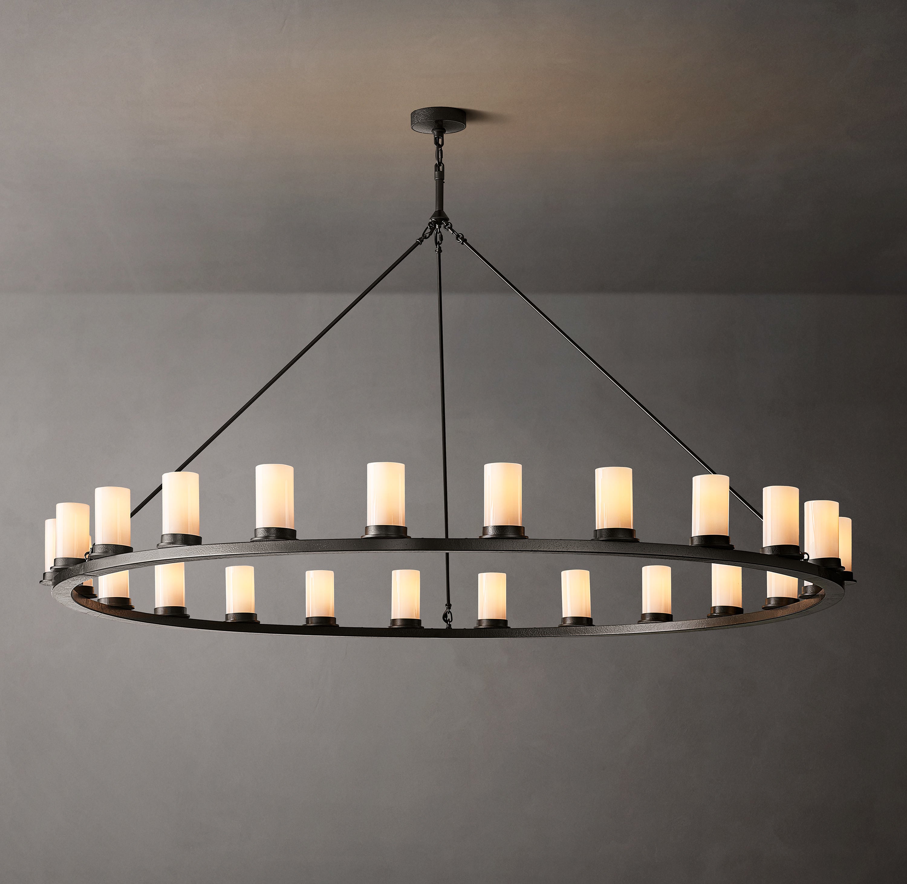 Ondra Round Milk Glass Chandelier 72" - Zonesus