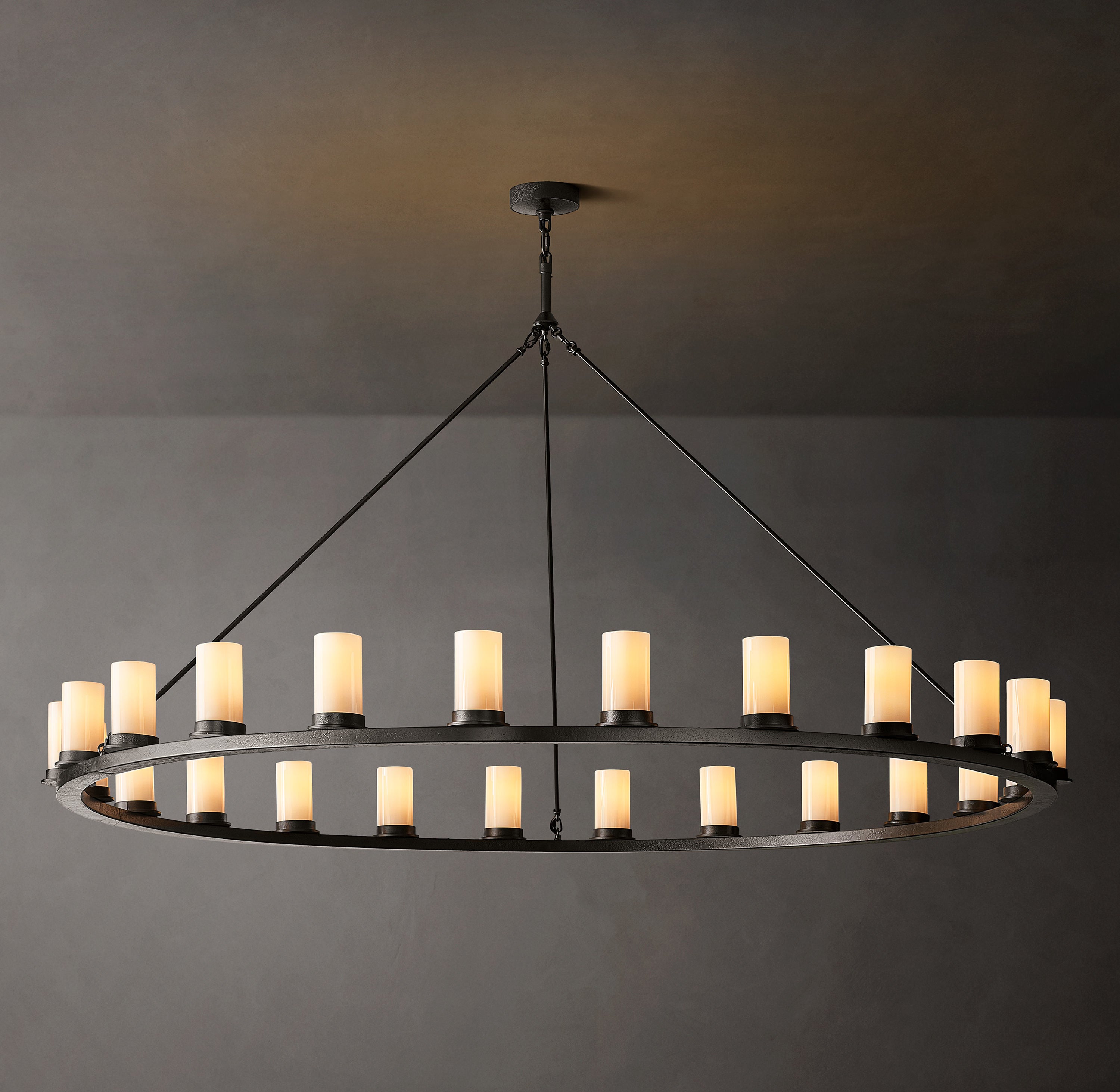 Ondra Round Milk Glass Chandelier 72" - Zonesus