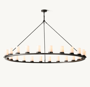 Ondra Round Milk Glass Chandelier 72" - Zonesus