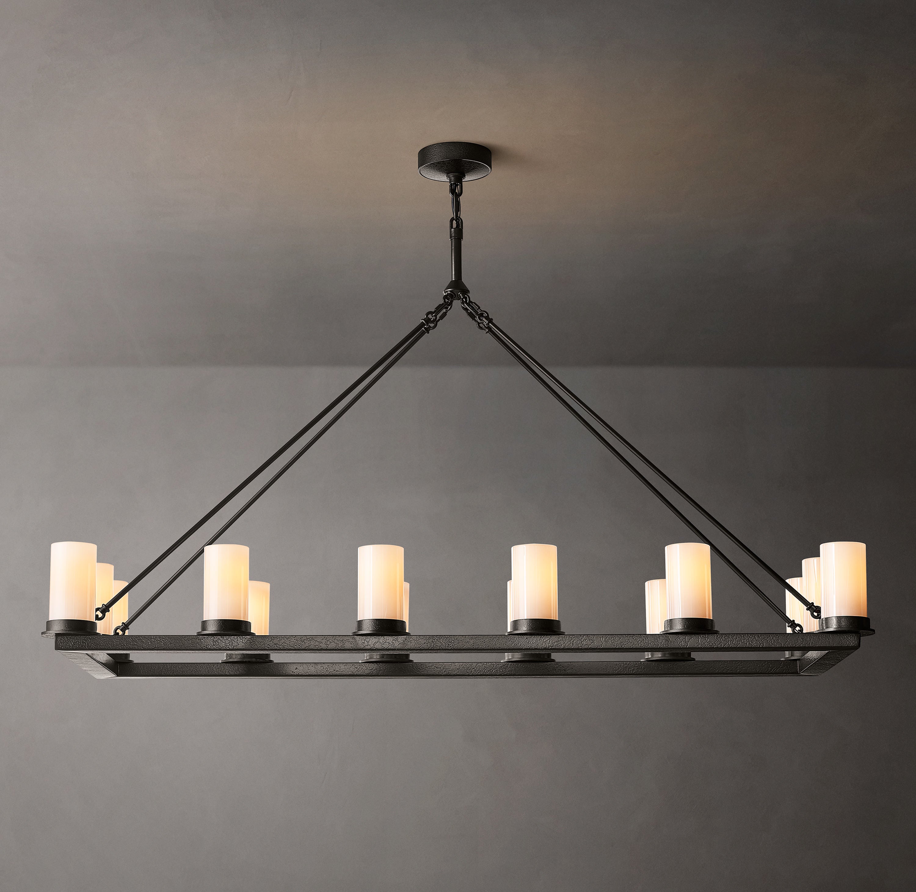 Ondra Linear Milk Glass Chandelier 52" - Zonesus