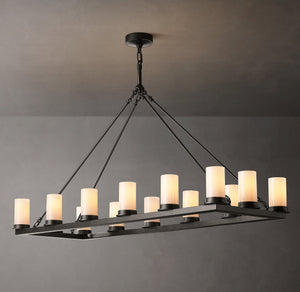 Ondra Linear Milk Glass Chandelier 52" - Zonesus