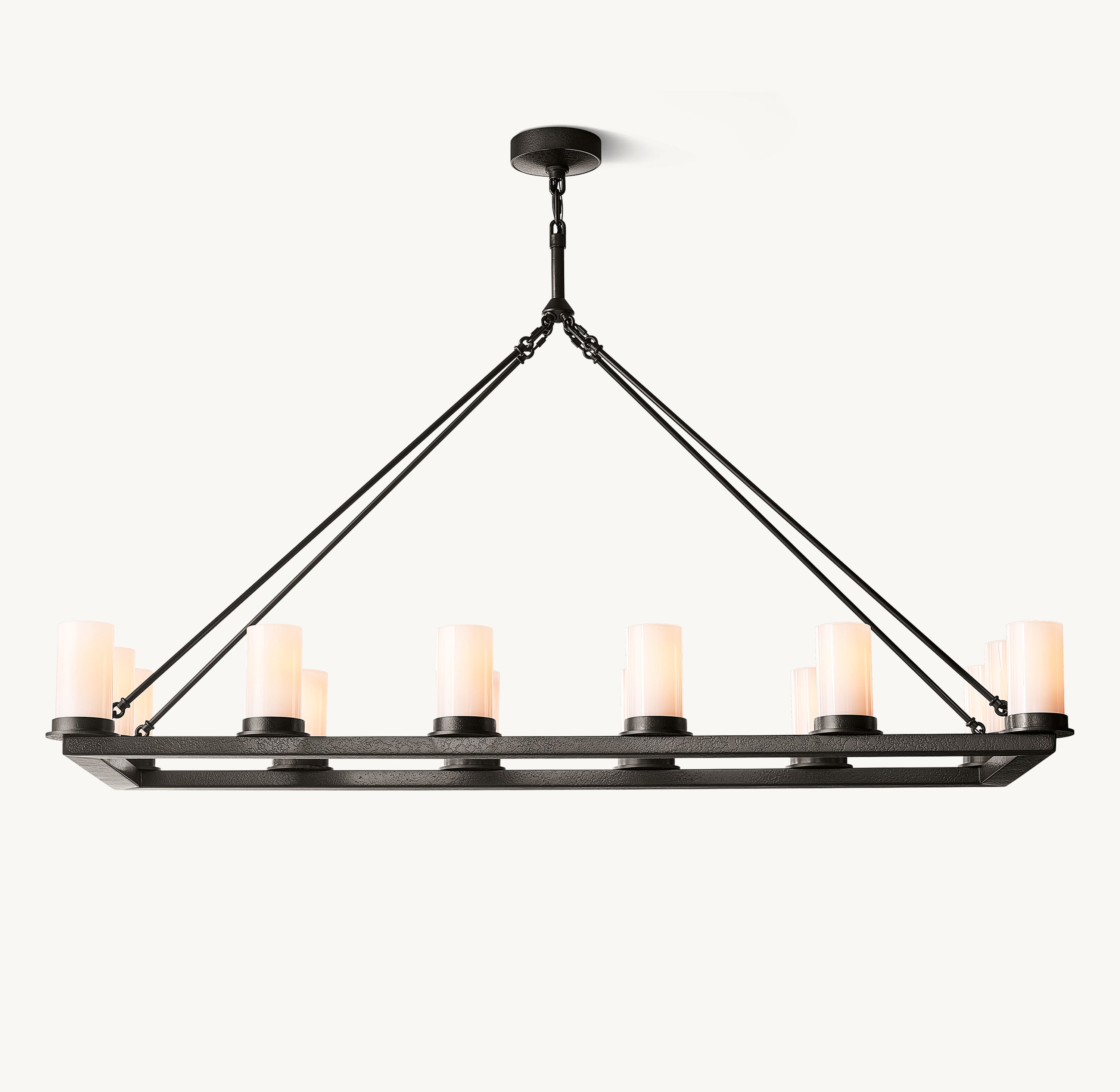 Ondra Linear Milk Glass Chandelier 52" - Zonesus