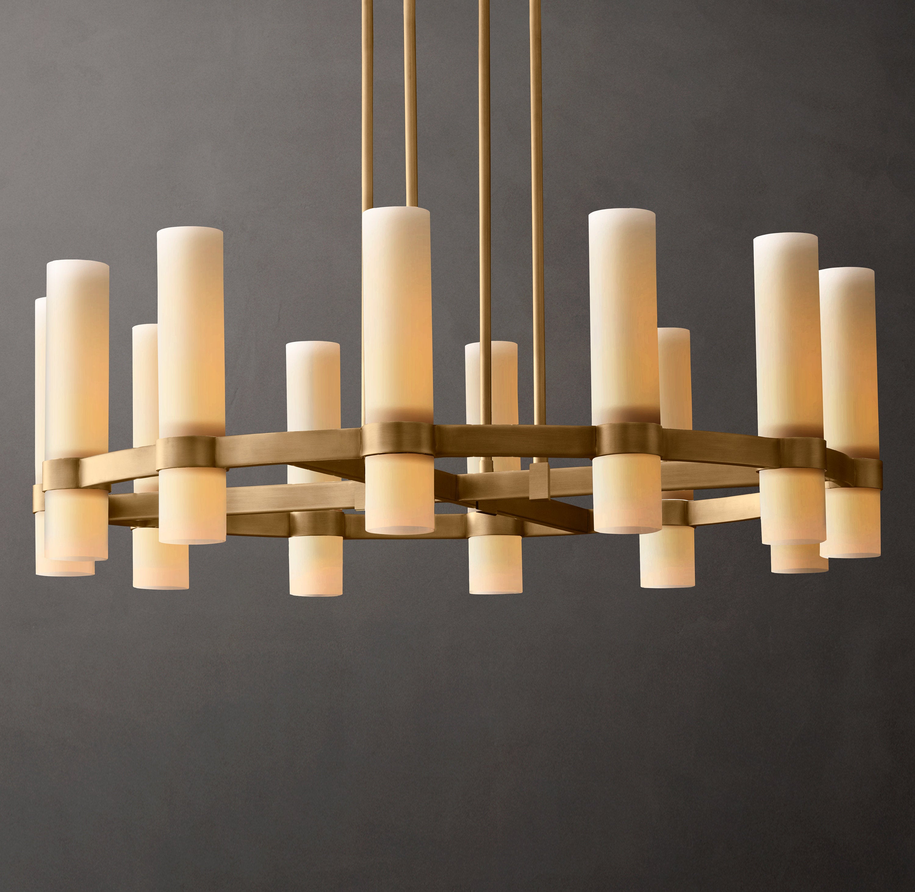 Ravelle Round Milk Glass Chandelier 36" - Zonesus