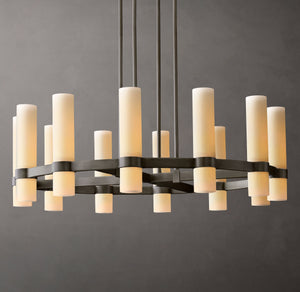 Ravelle Round Milk Glass Chandelier 36" - Zonesus