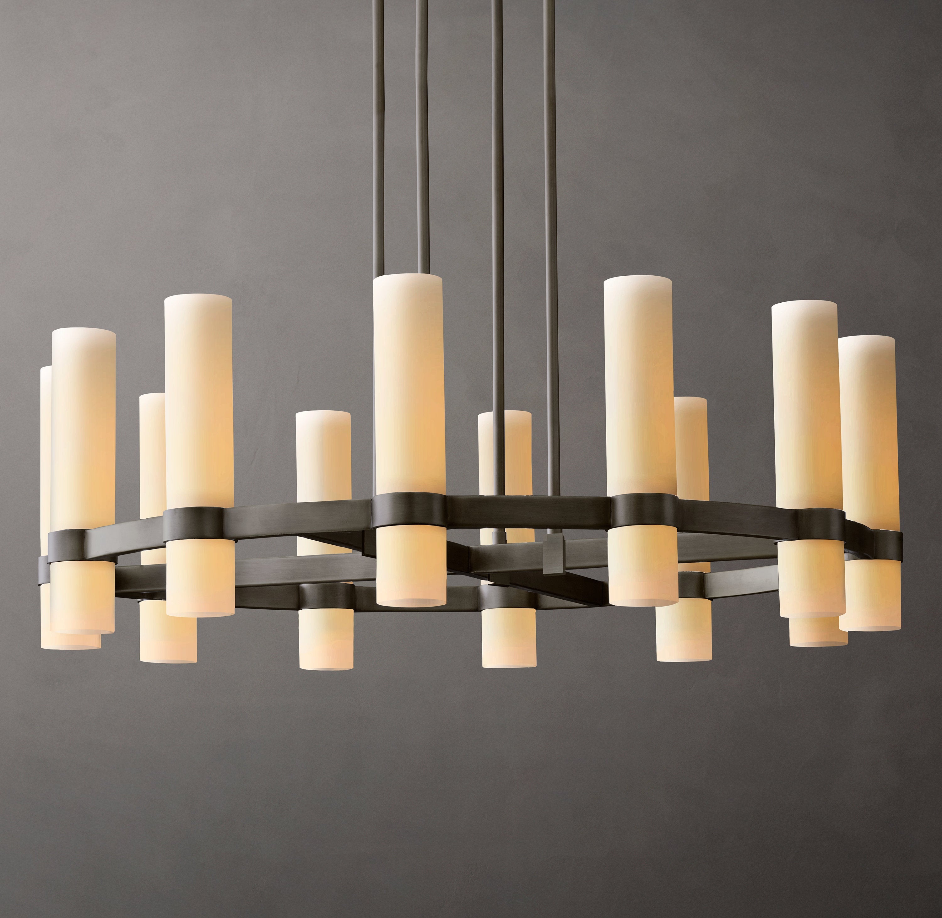 Ravelle Round Milk Glass Chandelier 36" - Zonesus