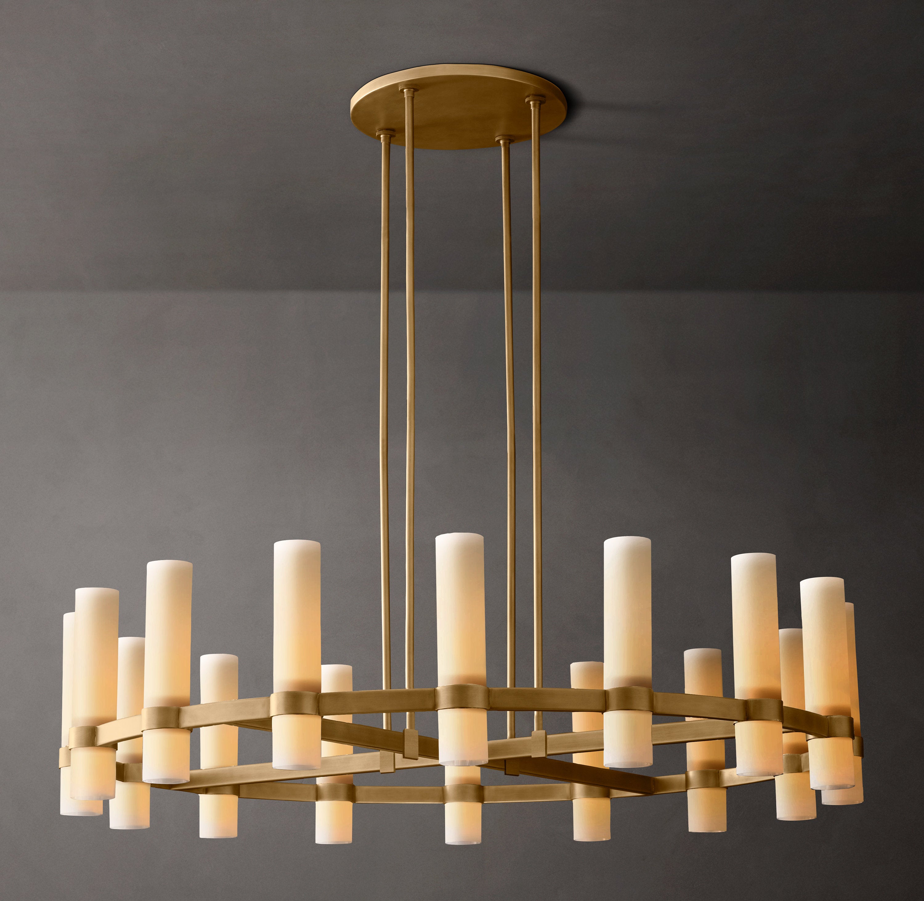 Ravelle Round Milk Glass Chandelier 48" - Zonesus