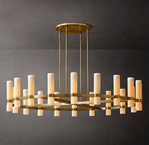 Ravelle Round Milk Glass Chandelier 60" - Zonesus