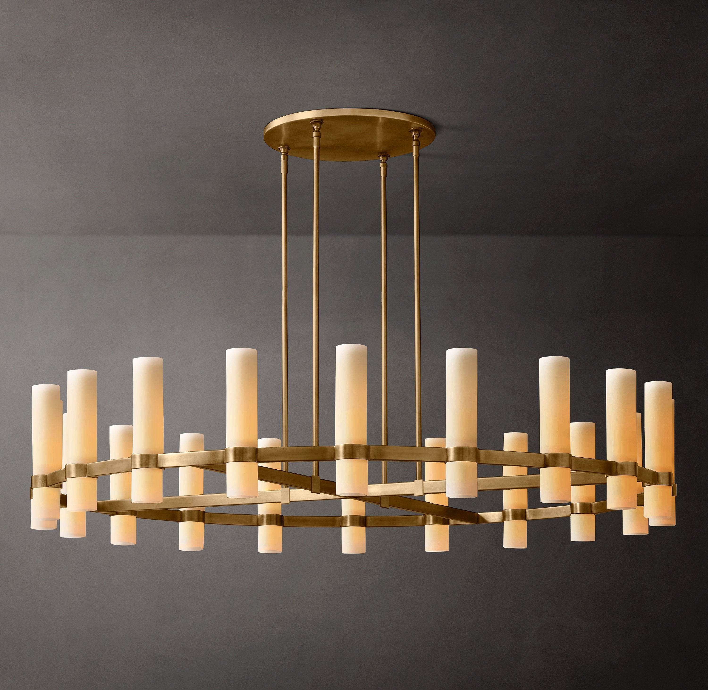 Ravelle Round Milk Glass Chandelier 60" - Zonesus