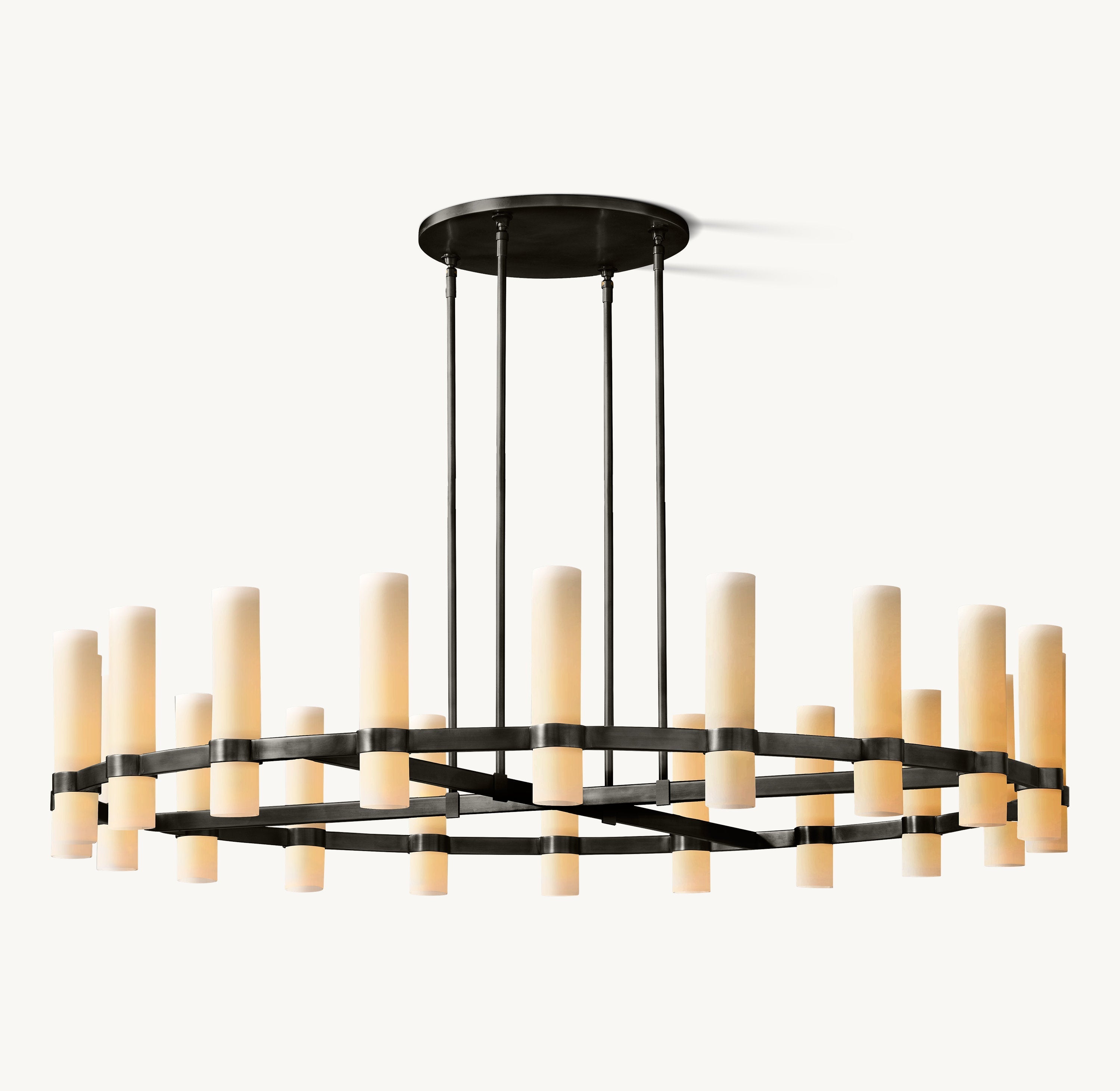 Ravelle Round Milk Glass Chandelier 60" - Zonesus