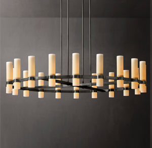 Ravelle Round Milk Glass Chandelier 60" - Zonesus