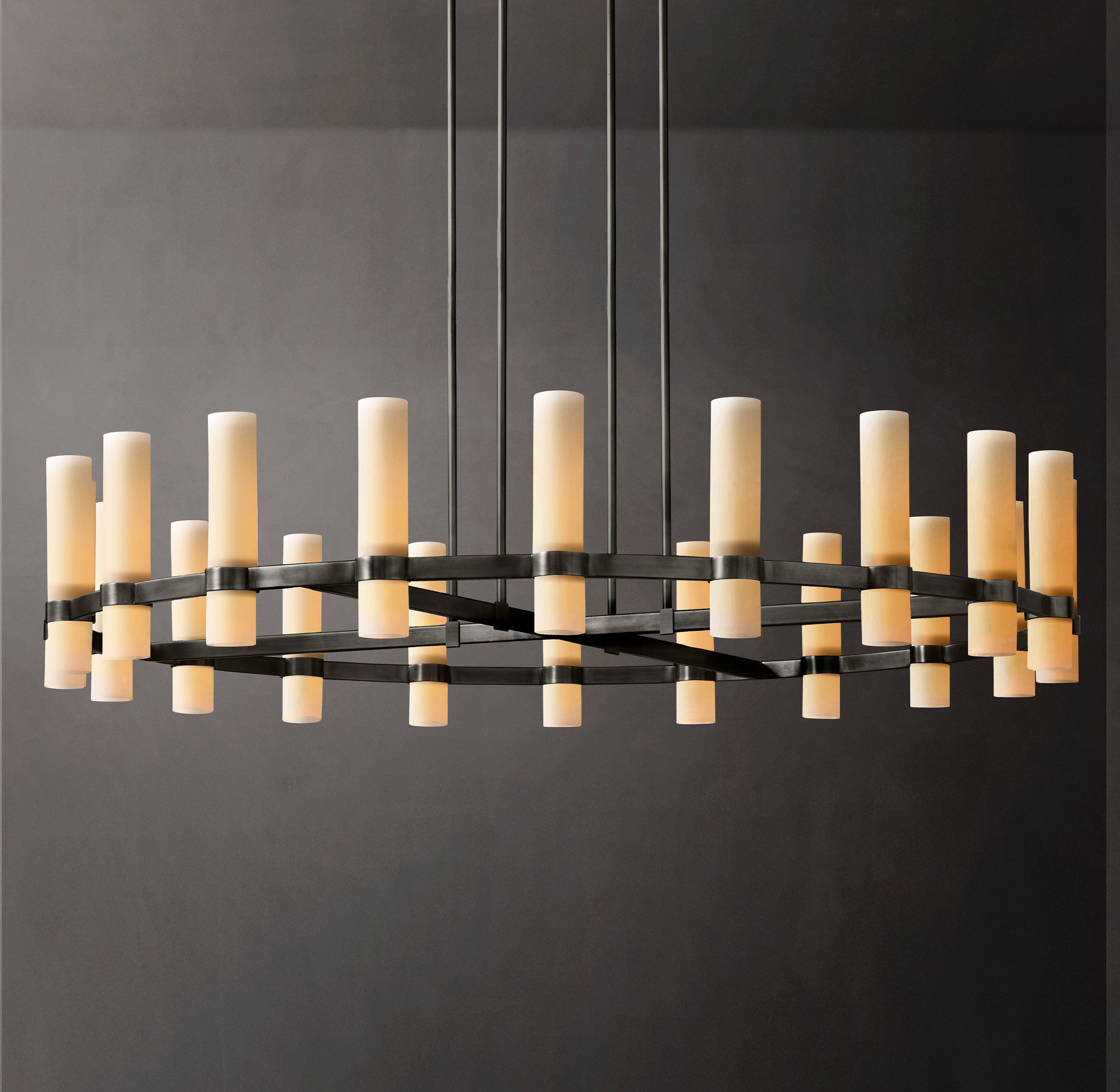 Ravelle Round Milk Glass Chandelier 60" - Zonesus