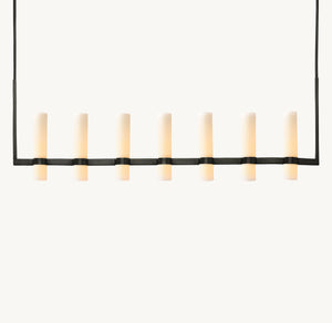 Ravelle Linear Milk Glass Chandelier 59" - Zonesus