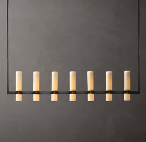 Ravelle Linear Milk Glass Chandelier 59" - Zonesus
