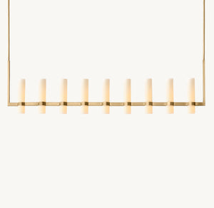 Ravelle Linear Milk Glass Chandelier 71" - Zonesus