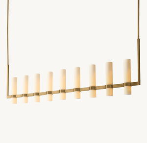 Ravelle Linear Milk Glass Chandelier 71" - Zonesus
