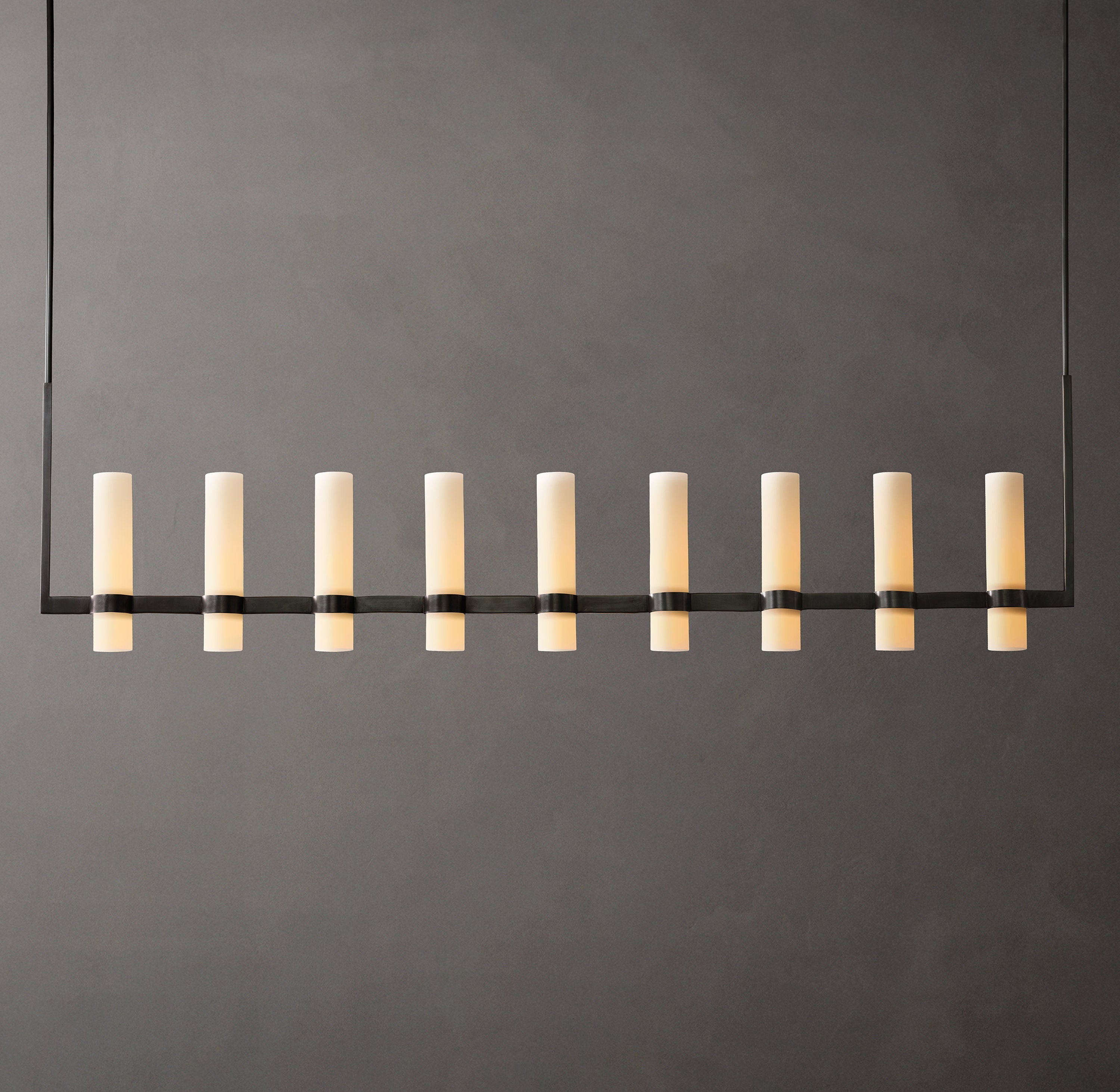 Ravelle Linear Milk Glass Chandelier 71" - Zonesus