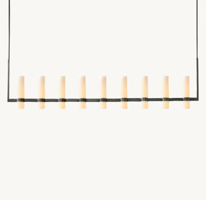 Ravelle Linear Milk Glass Chandelier 71" - Zonesus