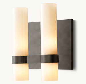 Ravelle Milk Glass Double Sconce - Zonesus