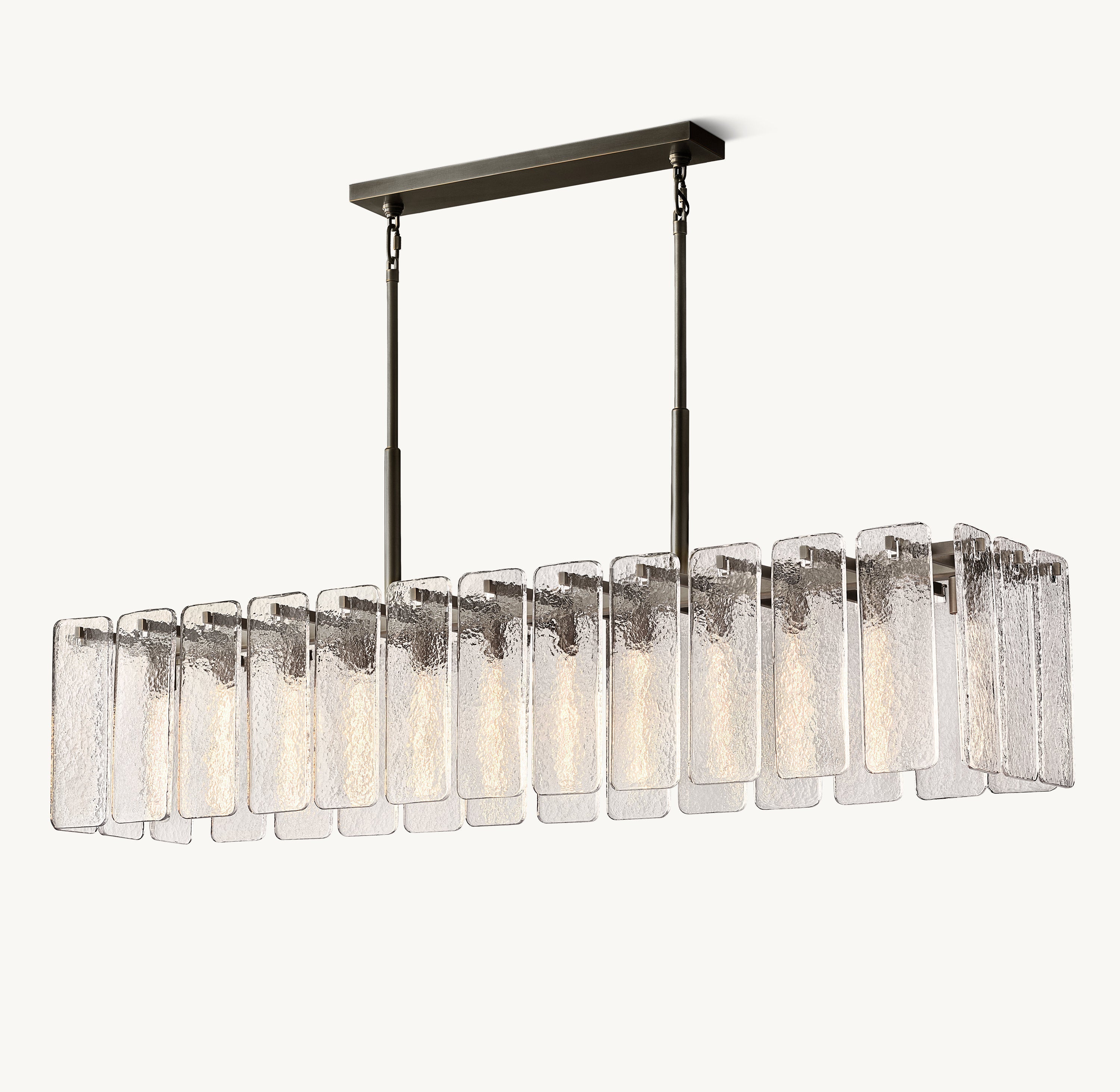 Calamette Glass Rectangular Chandelier 72" - Zonesus