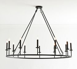 Remington Iron Round Ceiling-Mounted Chandelier (50") - Zonesus