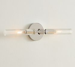 Cooper Ribbed Glass Double Tube Sconce (20") - Zonesus