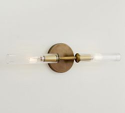 Cooper Ribbed Glass Double Tube Sconce (20") - Zonesus