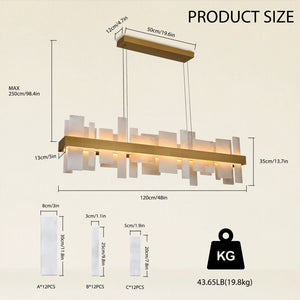Nocturne Alabaster Rectangular Chandelier 48"