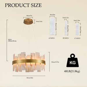 Nocturne Alabaster Round Chandelier 24"