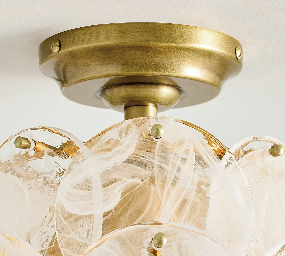 Riviera Glass Disc Round Flush Mount 12" - Zonesus