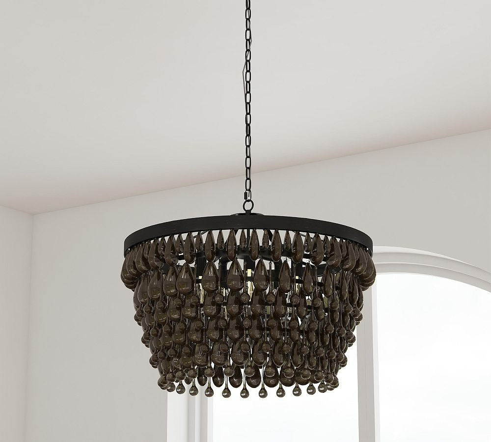 Ordman Crystal Round Chandelier 18" 28"D - Zonesus