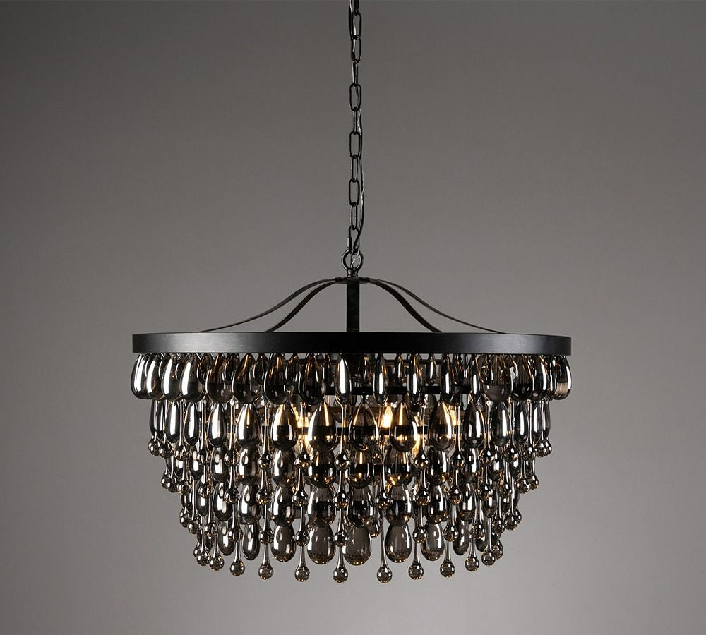 Ordman Crystal Round Chandelier 18" 28"D - Zonesus