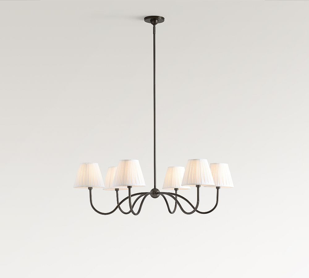 Baylor Round Pleated Shade Chandelier 38" - Zonesus
