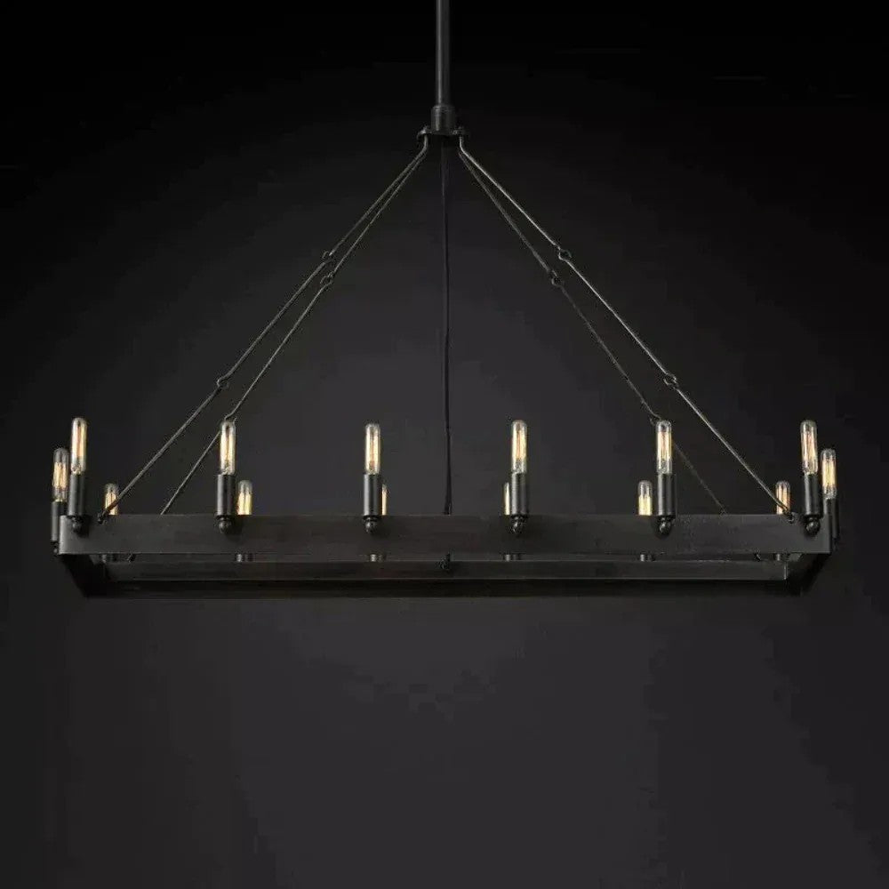 Caminon Vintage Filament Rectangular Chandelier 41“ 52" - Zonesus