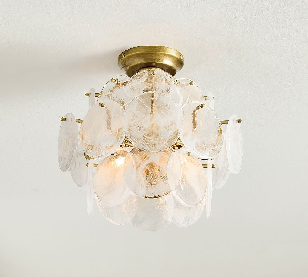 Riviera Glass Disc Round Flush Mount 12" - Zonesus
