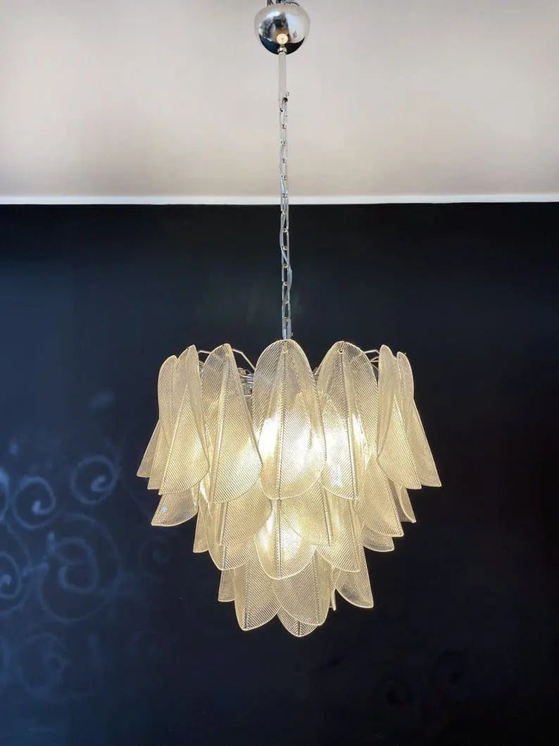 Murano Chandelier – Rondini – 41 glass leaves – Transparent - Zonesus