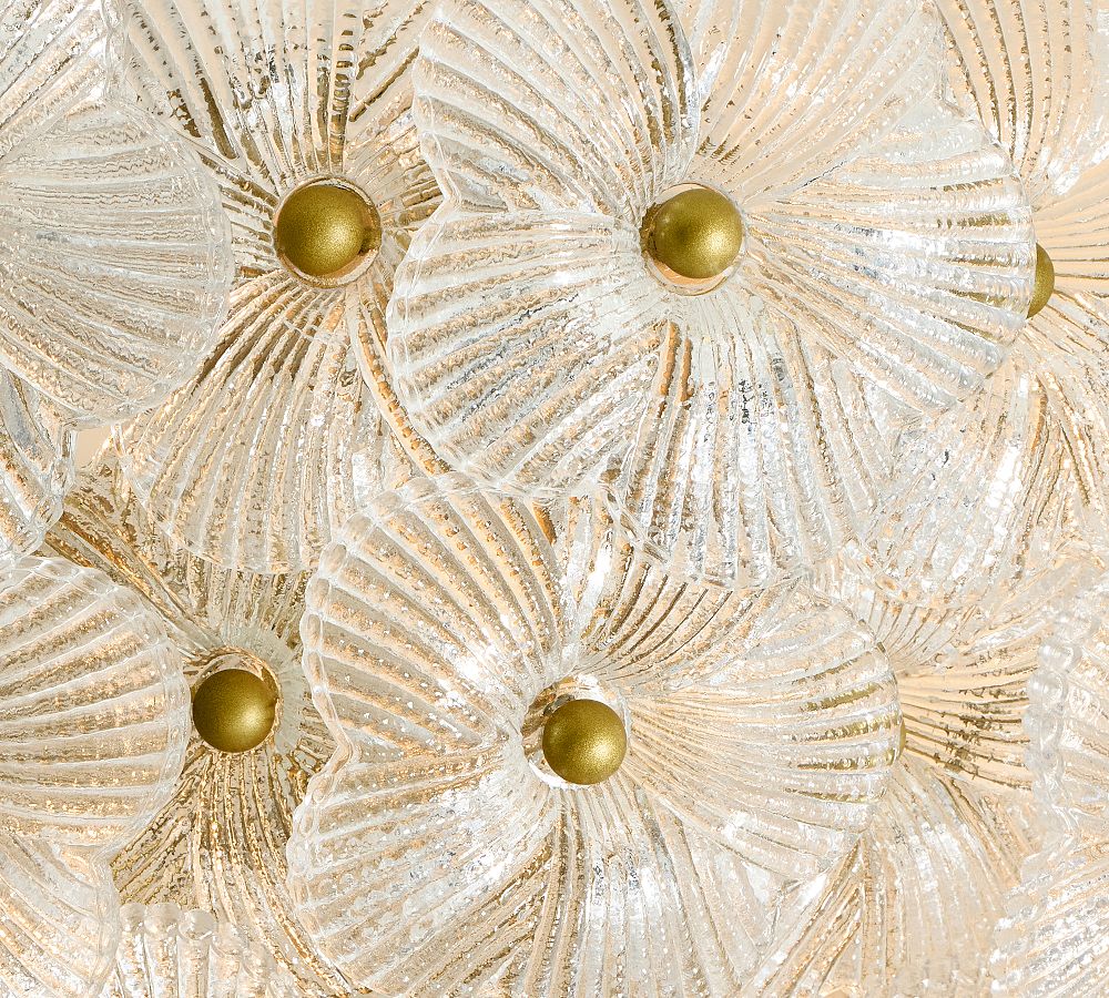 Nicolette Glass Floral Round Flush Mount (15") - Zonesus