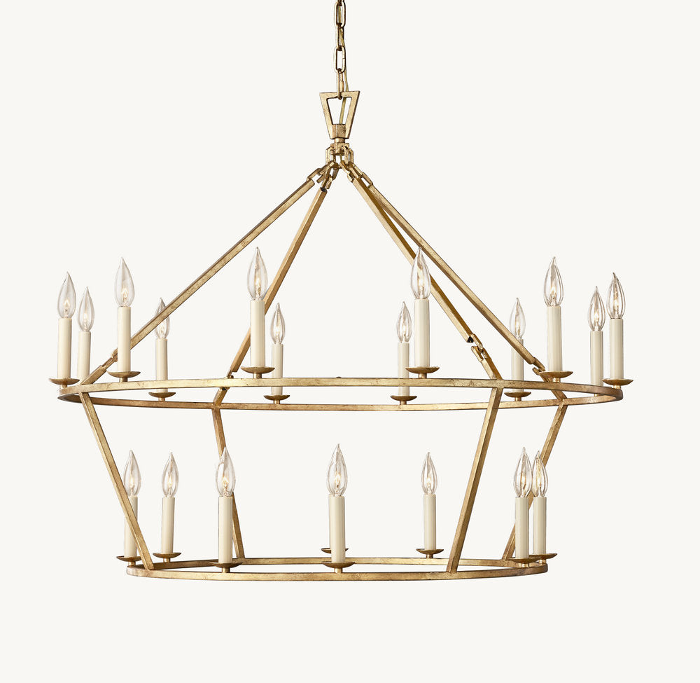 19TH C. ENGLISH OPENWORK TWO-TIER ROUND CHANDELIER 40" - Zonesus